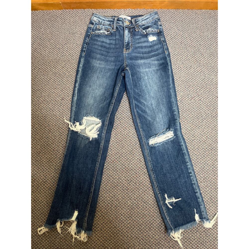 Lovervet By Vervet Dark Wash Distressed Jeans Size 25 - Picture 3 of 6